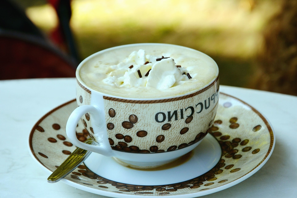 Beautiful Photo cappuccino coffee cup photo