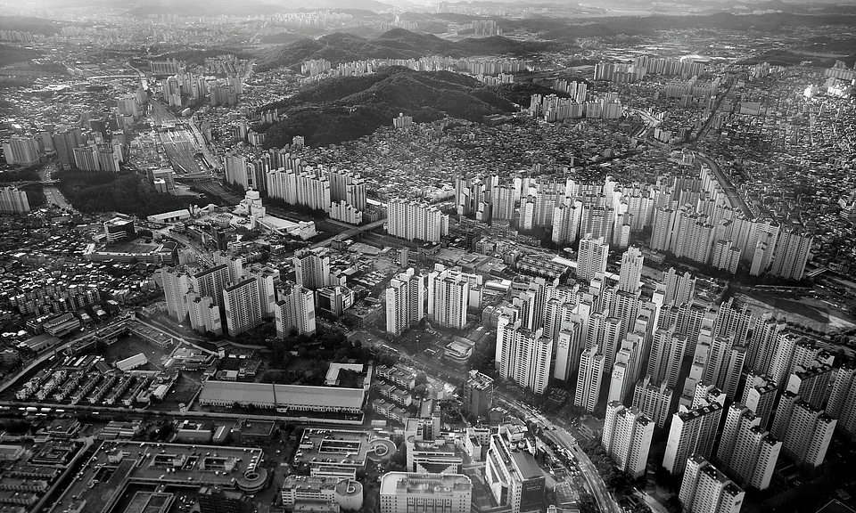 Black And White city downtown