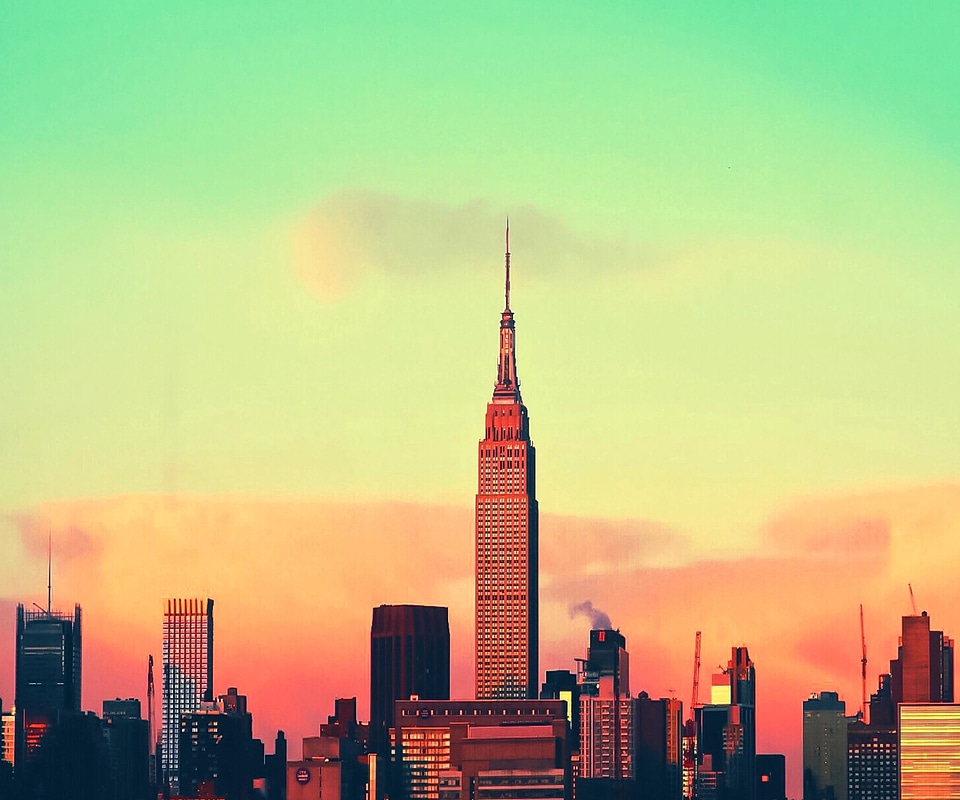 City downtown dusk