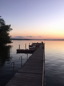 Boat dock dusk photo