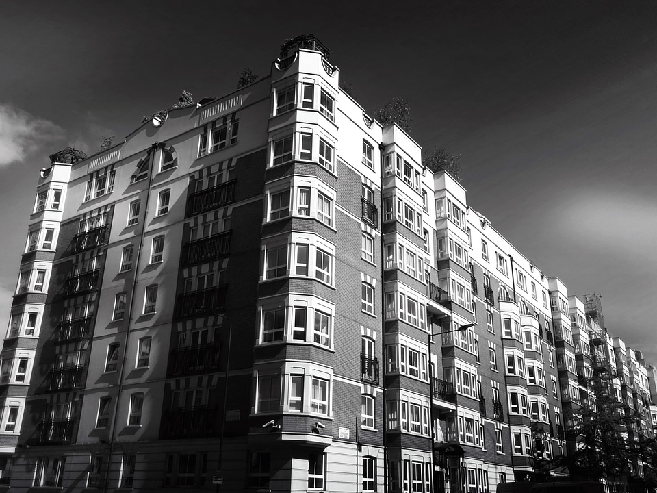 Apartment black and white building