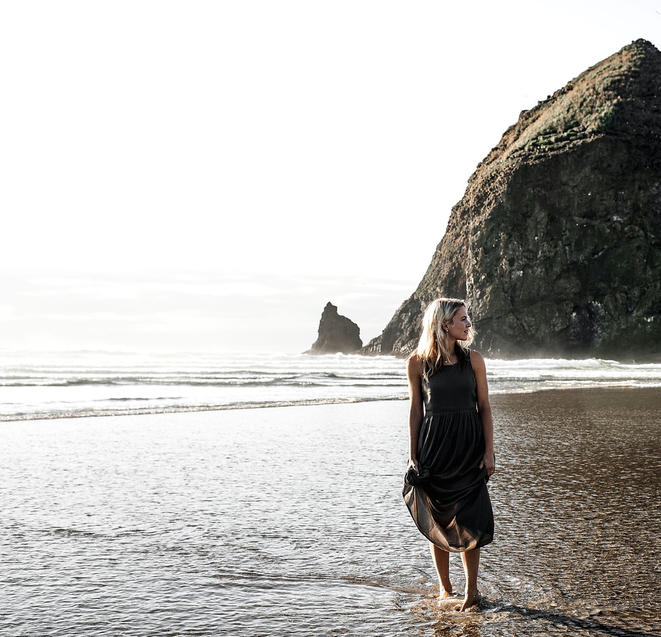 Blonde Hair photo model sand
