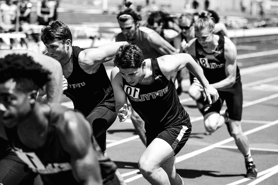 Athlete black and white monochrome