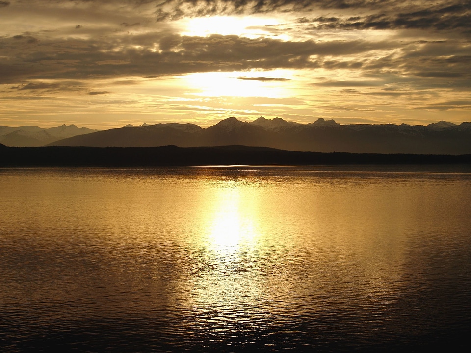 Dusk lake landscape