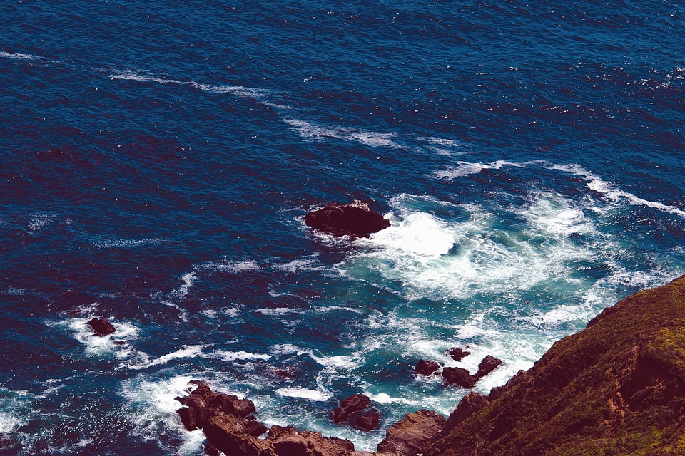 Beach cliff water