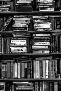 Black And White books bookshelf photo