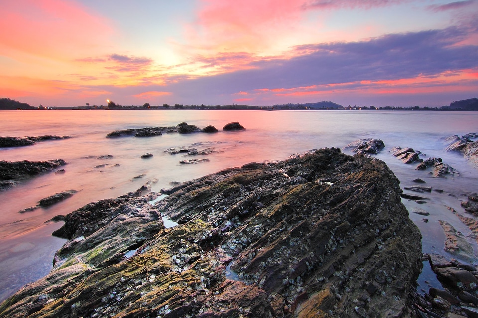 Beach coast dusk