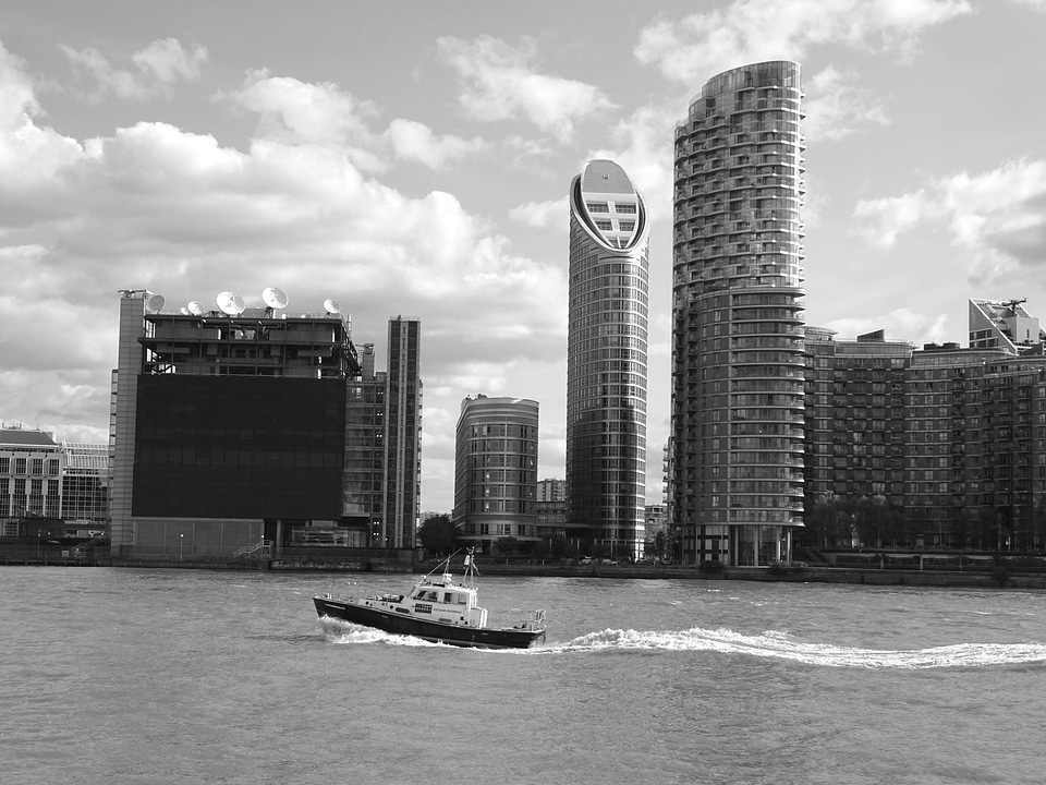 Architecture black and white boat