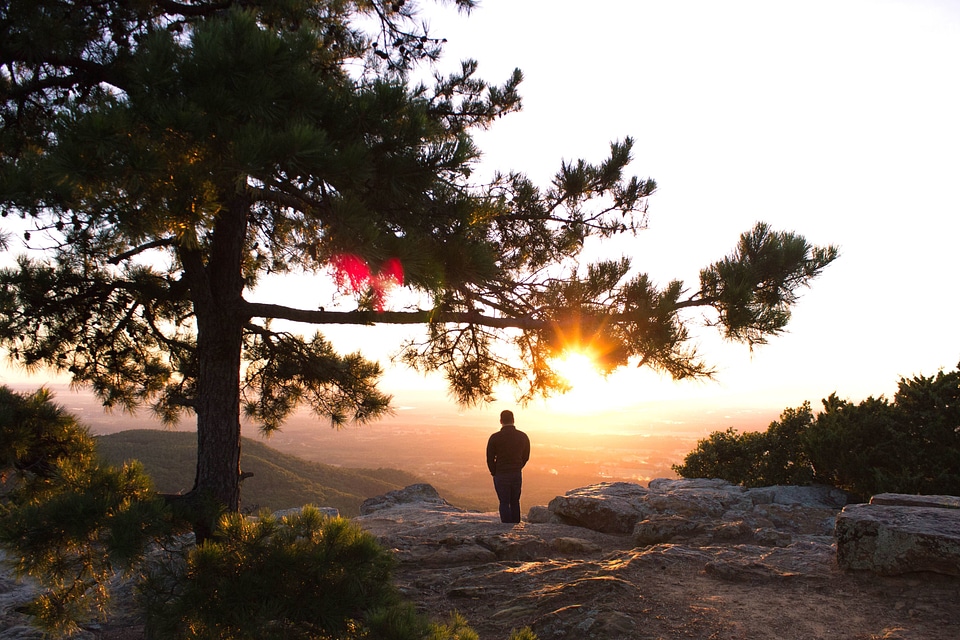 Dusk landscape male photo