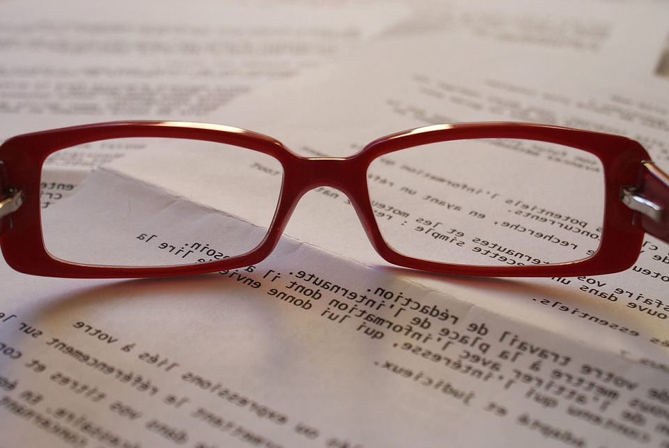 Book document eyeglasses