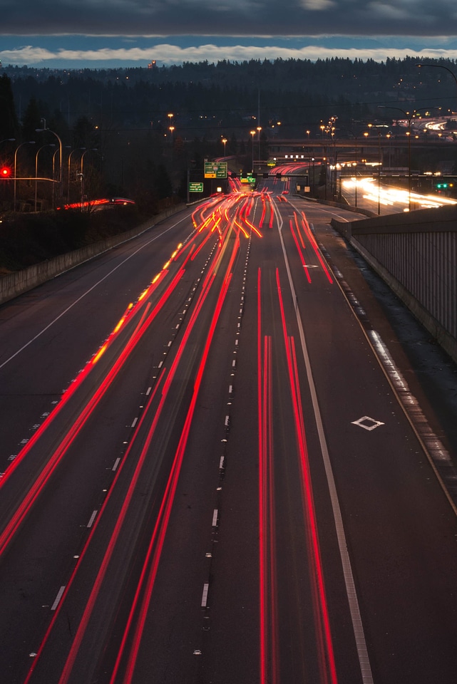 Cars dark highway