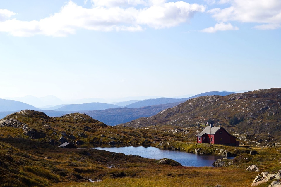 House lake mountains photo