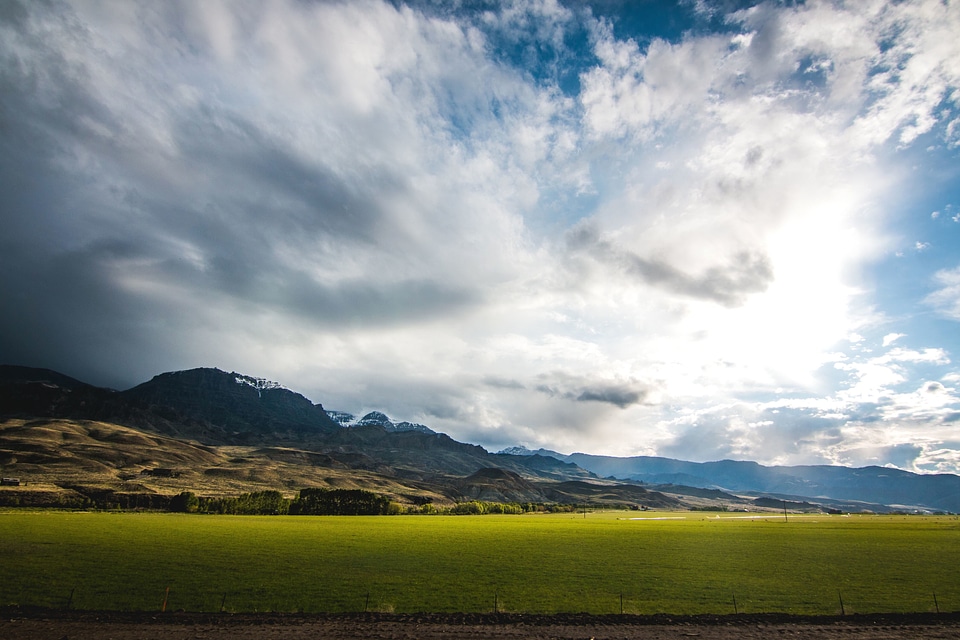 Field grass mountains