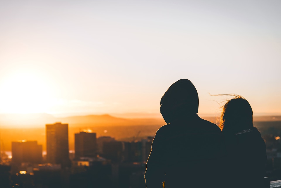 City dusk silhouette