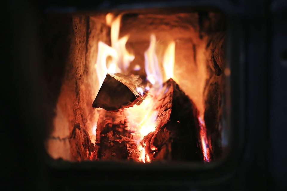 Firewood flame heat