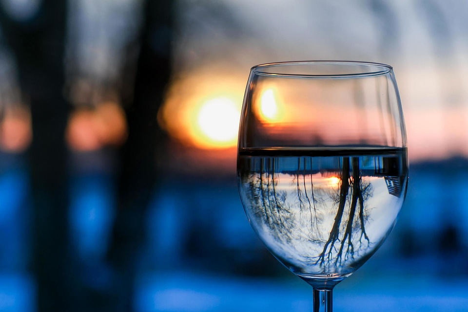 Glass landscape reflection