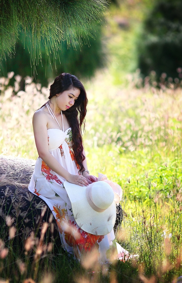 Girl grass hair