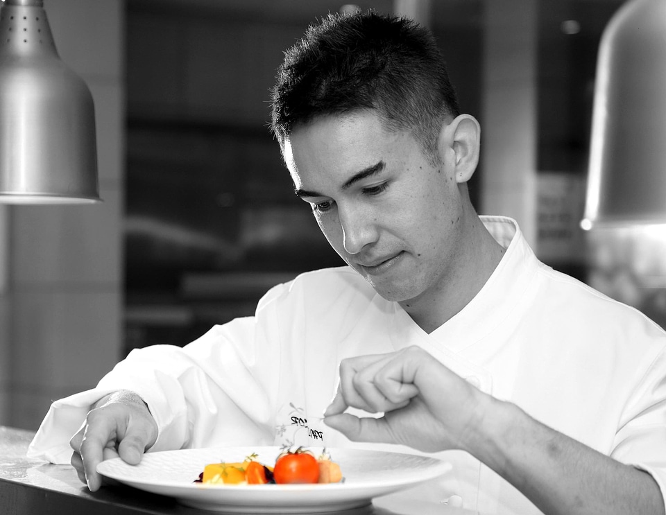 Chef cooking dish