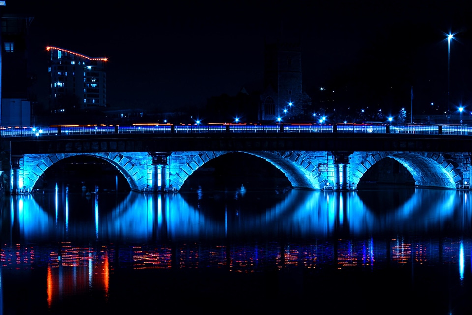 Architecture bridge night