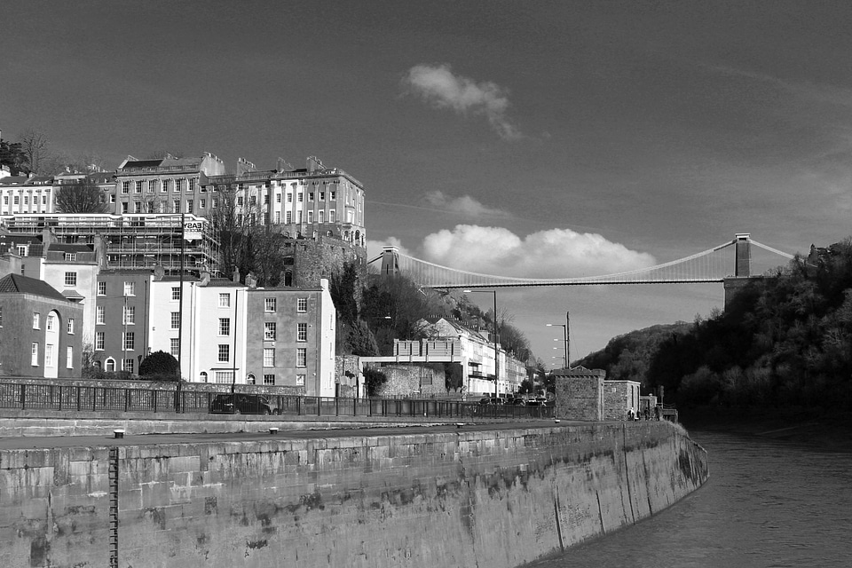 Bridge downtown river photo