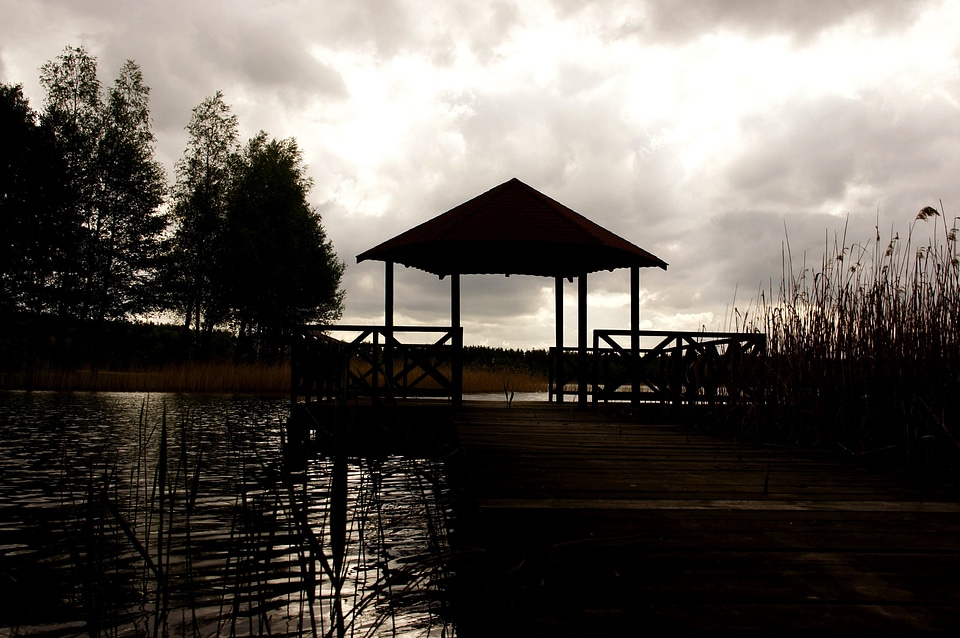 Dark dusk lake