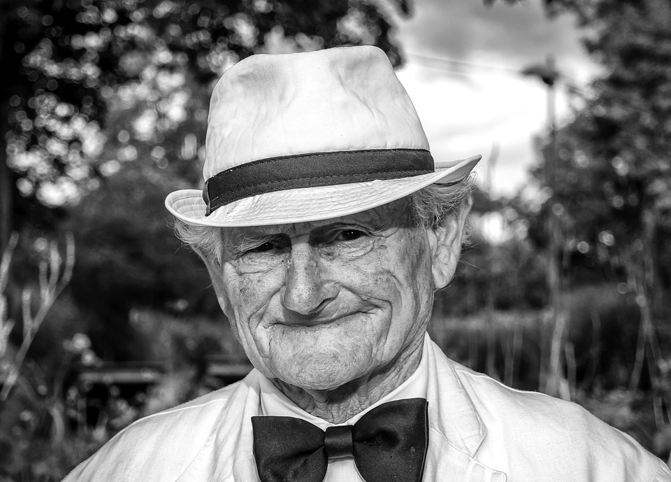 Black And White hat man photo