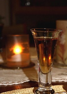 Candle glass red wine photo