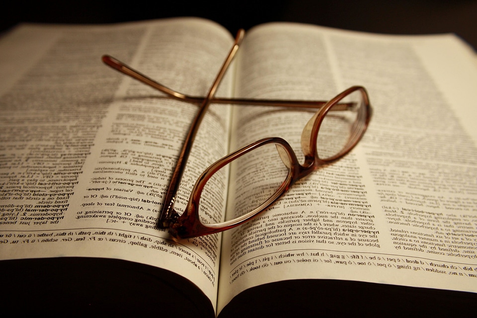 Book eyeglasses glasses