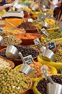 Shopping food olives