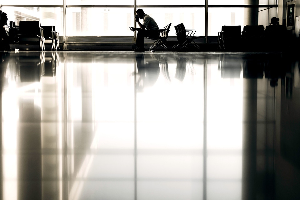 Airport interior man
