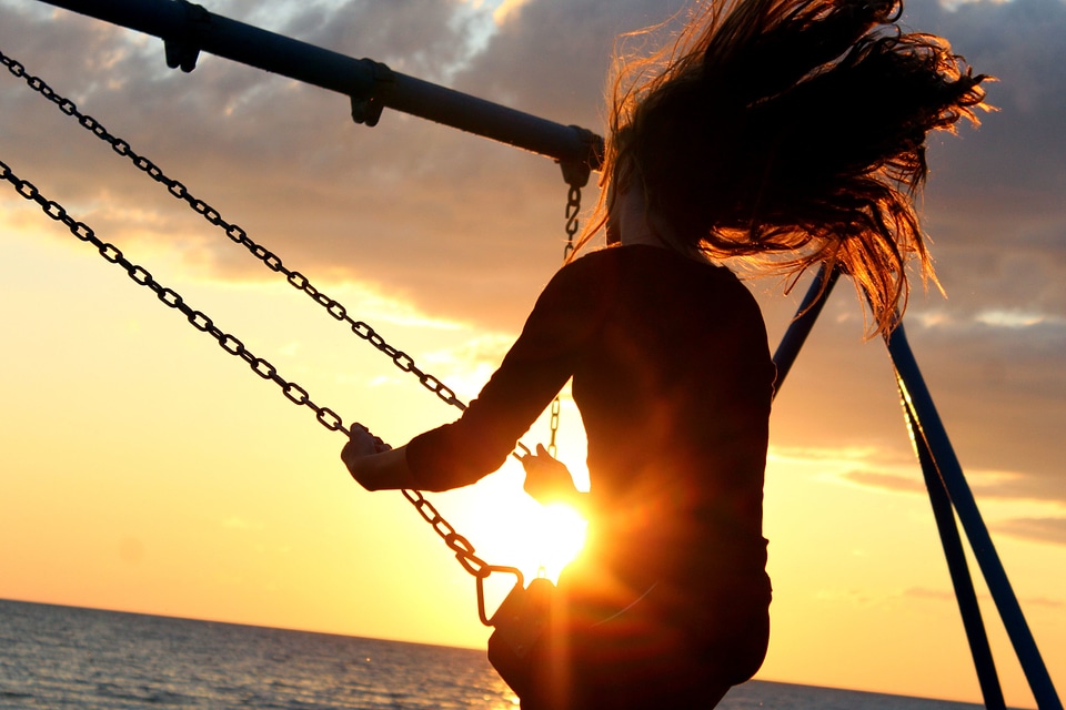 Sunset teenager woman