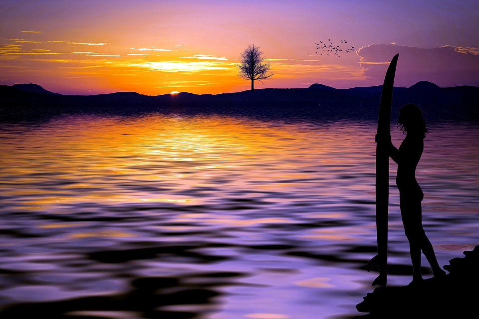 Beach photomontage silhouette