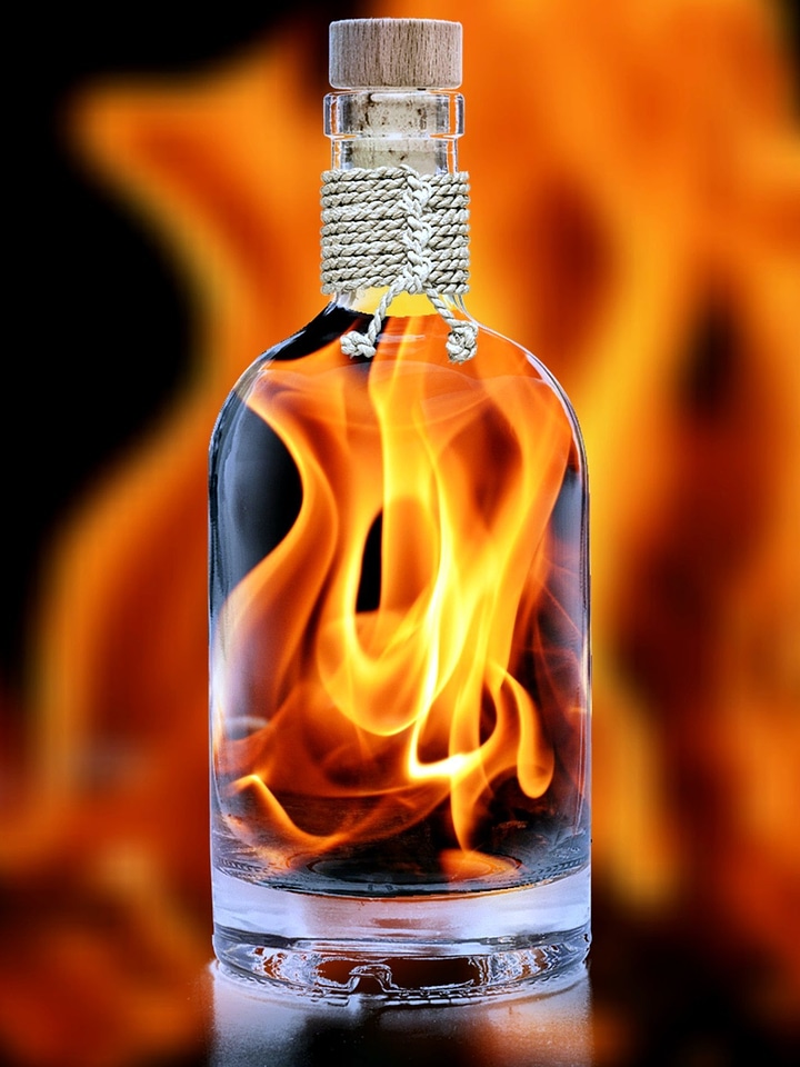 Bottle fire flame
