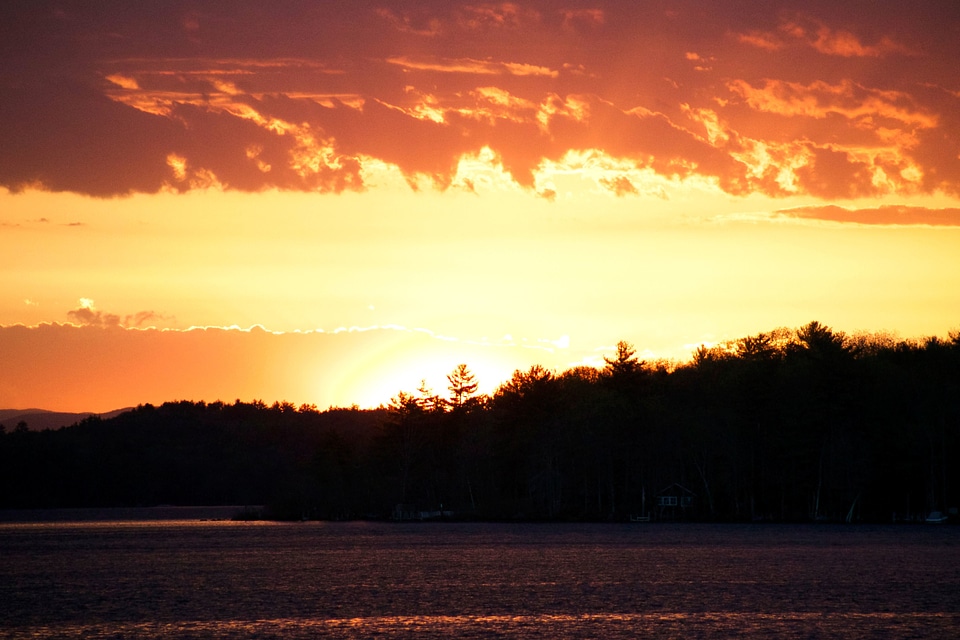 Clouds dusk lake photo