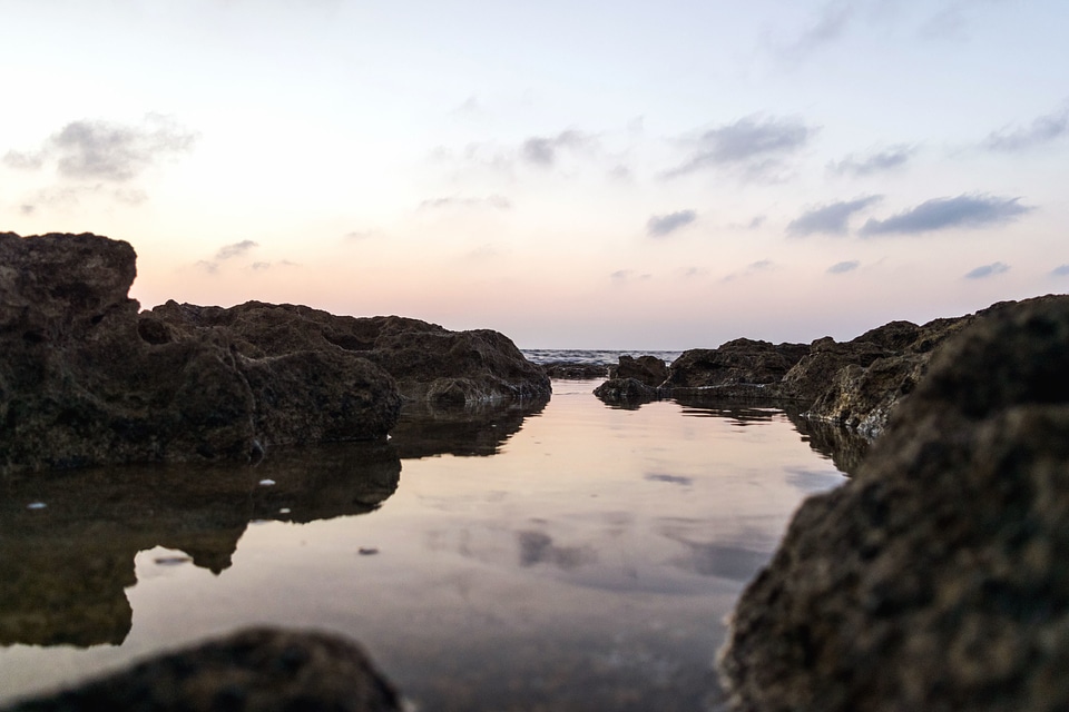 Coast reflection rocks