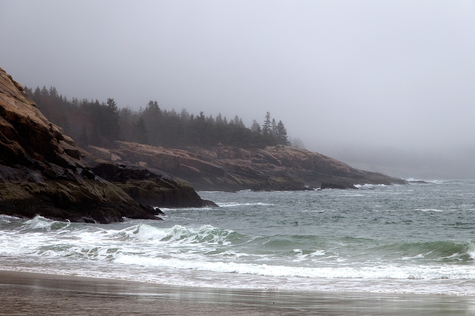 Beach fog landscape photo