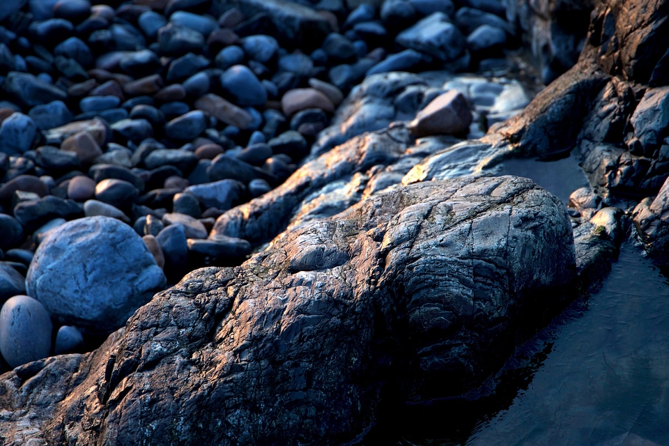 Beach big rocks coast
