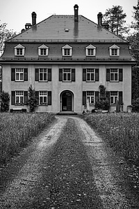Architecture black and white grass