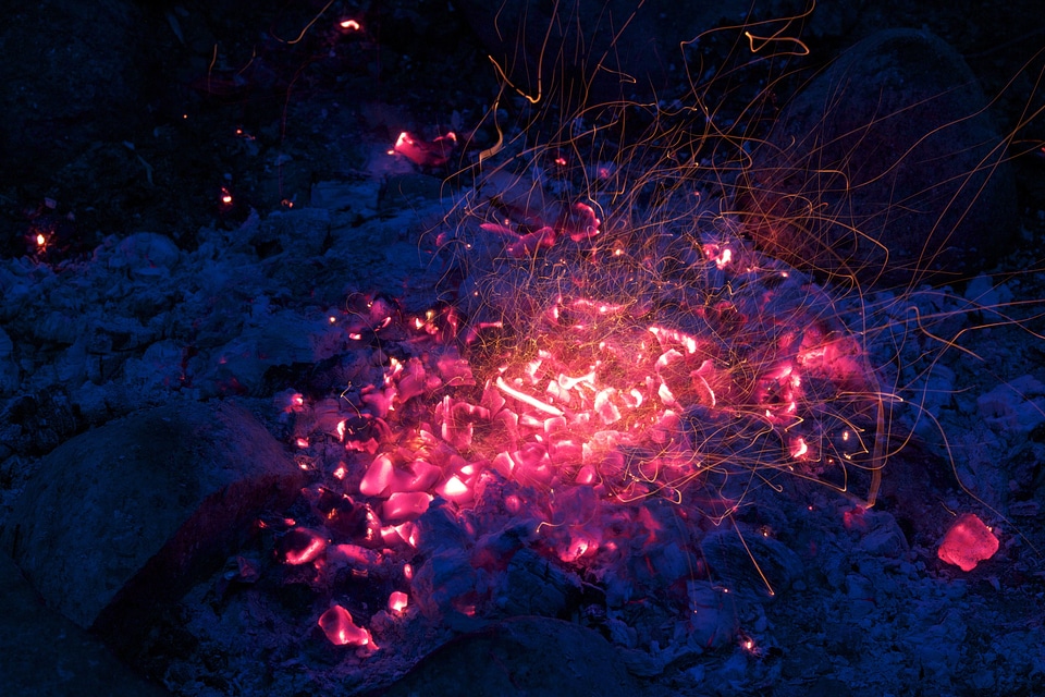 Burning camping fire