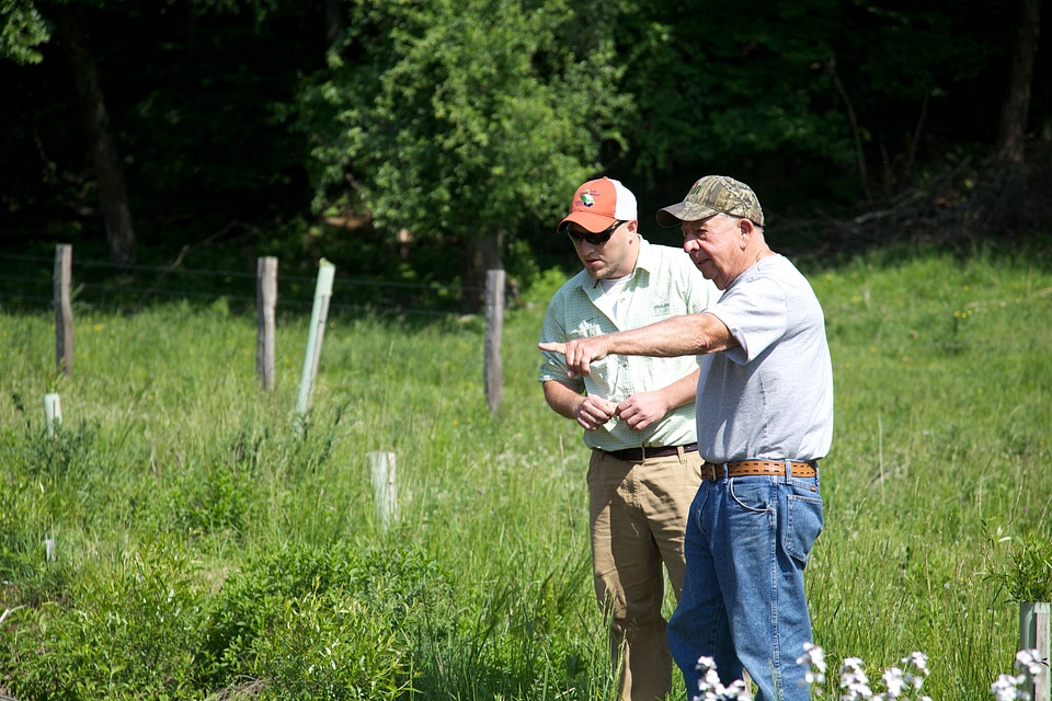 Brook discussing landowner