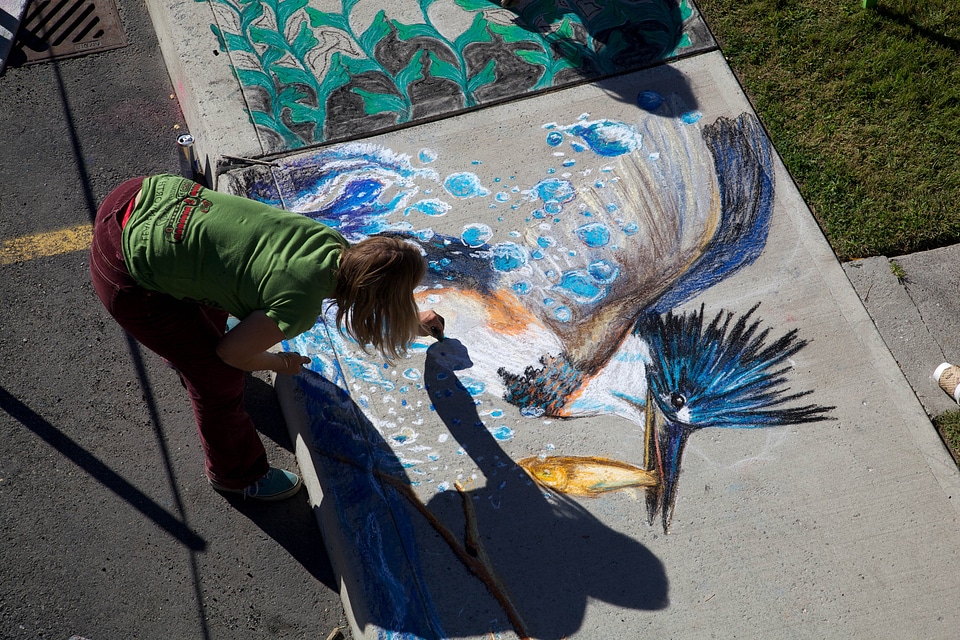 Artist asphalt chalk