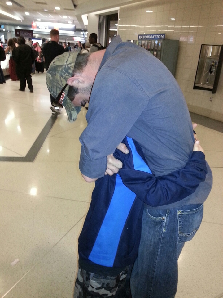 Family father hugging
