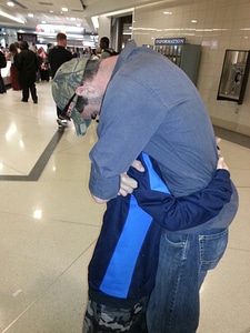 Family father hugging