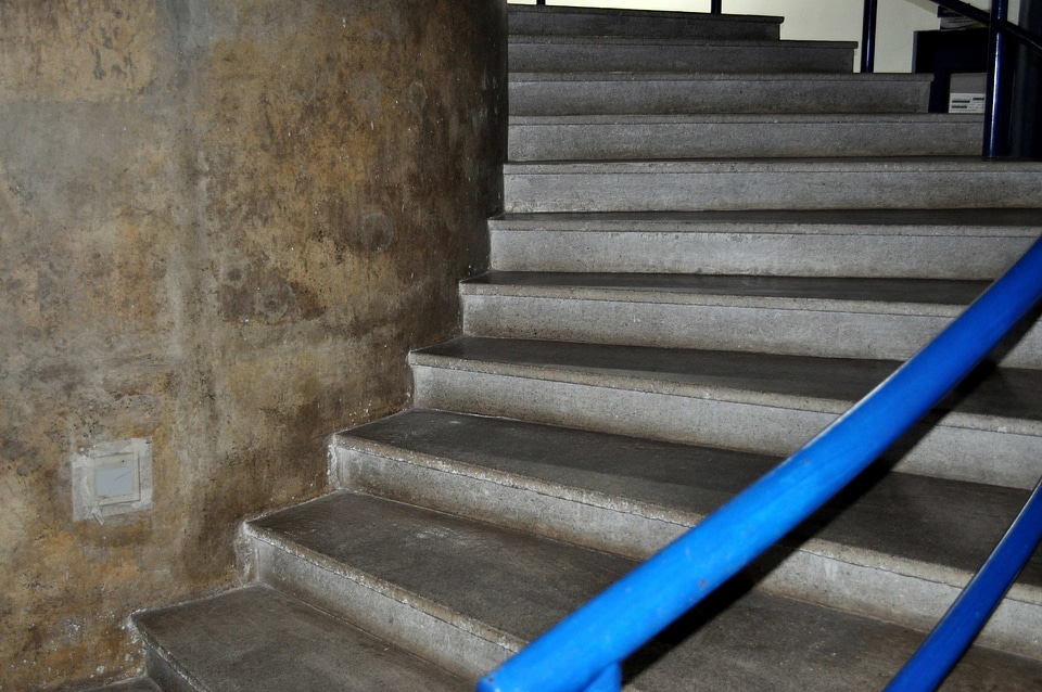 Blue concrete ladder