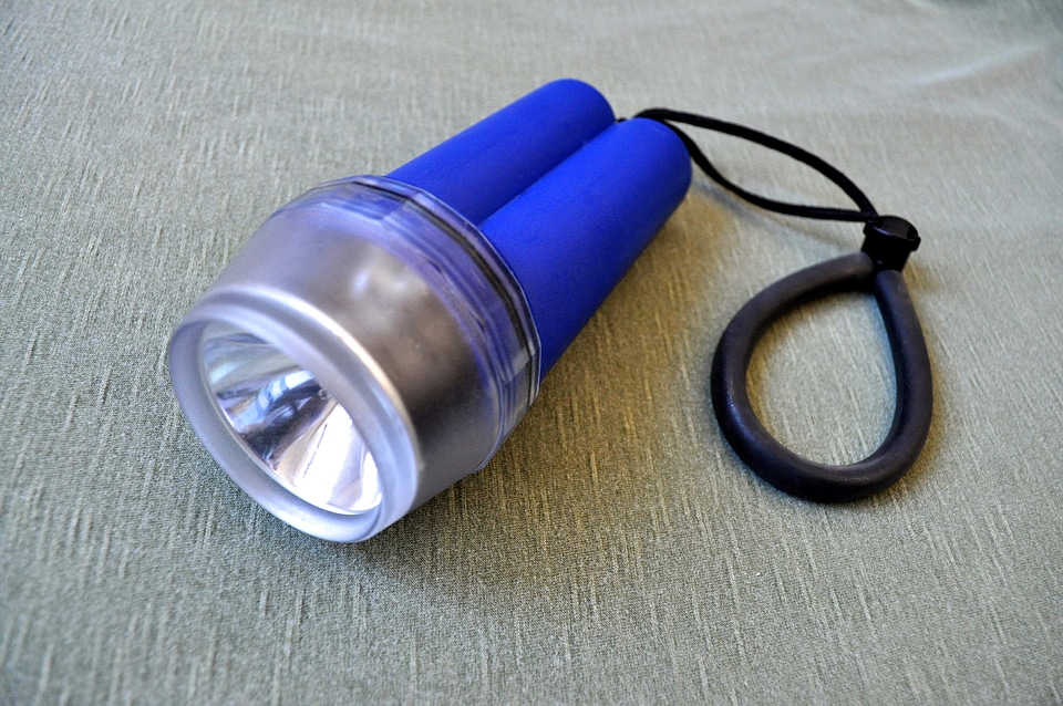 Blue flashlight light