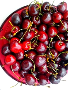 Background bowl cherries photo