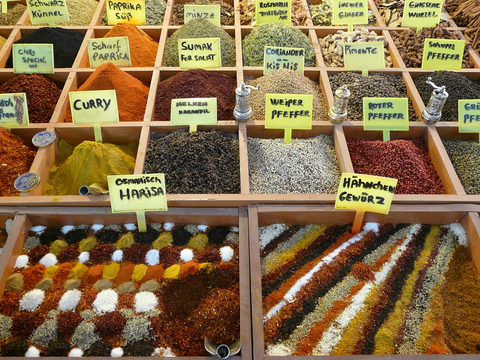 Market stall colorful curry