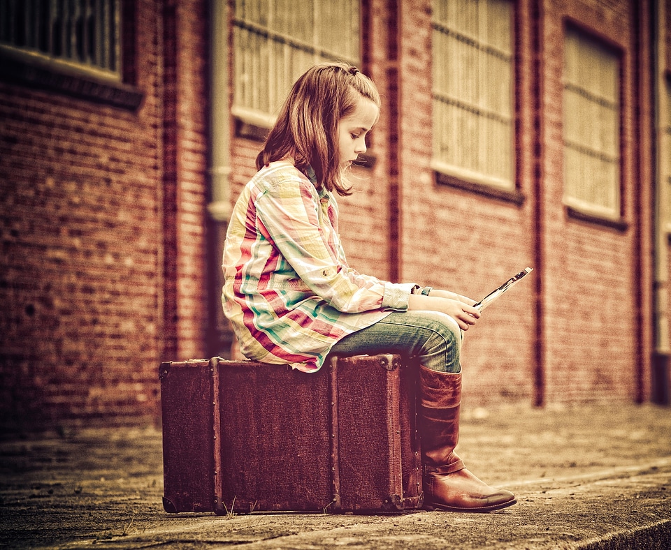 Railway station luggage child