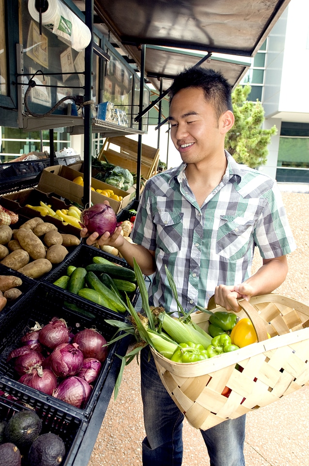 Asian husband shopping