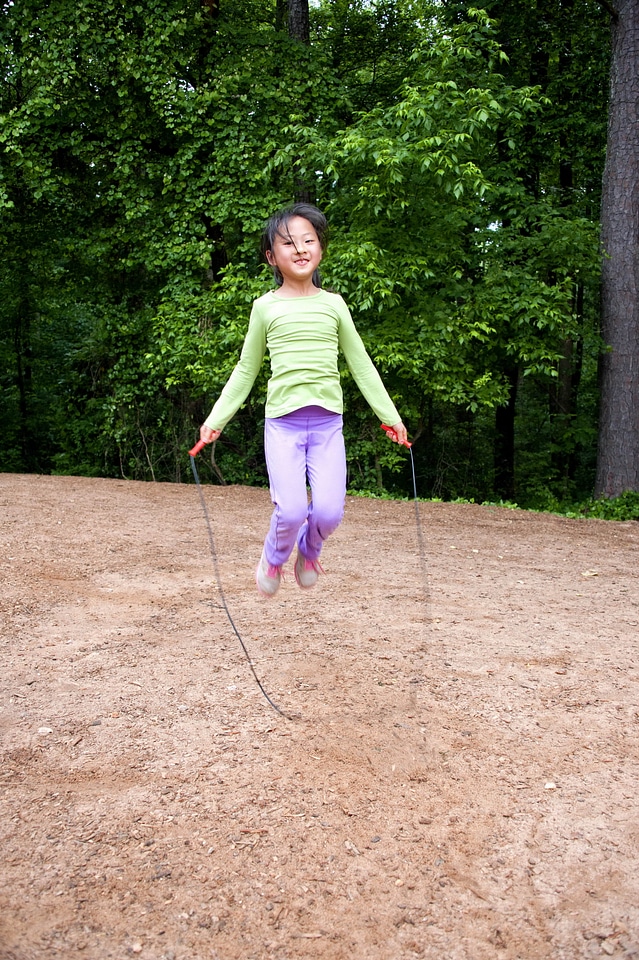 Chanterelle female child jump